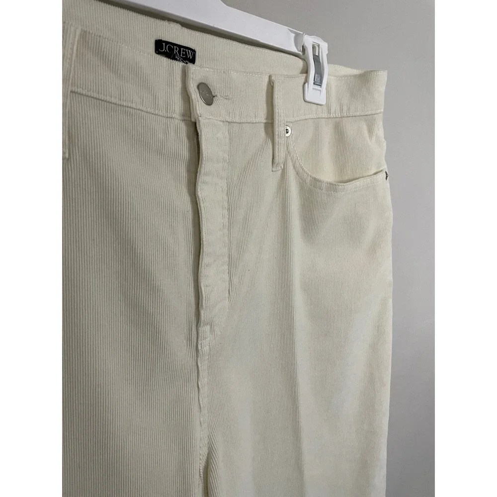 NWT J.Crew Wide Leg‎ Corduroy Trouser in Ivory Size 32 Classic Minimalist
